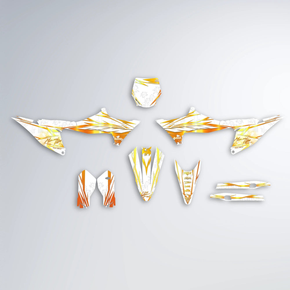 VICTORY Stark Varg SM graphics kit parts layout in Orange & Yellow