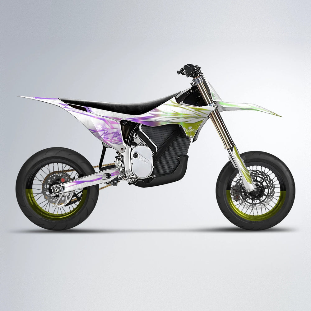 VICTORY Stark Varg SM supermoto graphics kit in Purple & Yellow