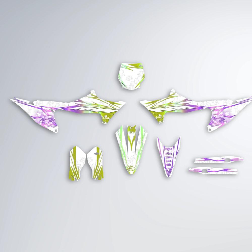 VICTORY Stark Varg SM graphics kit parts layout in Purple & Yellow