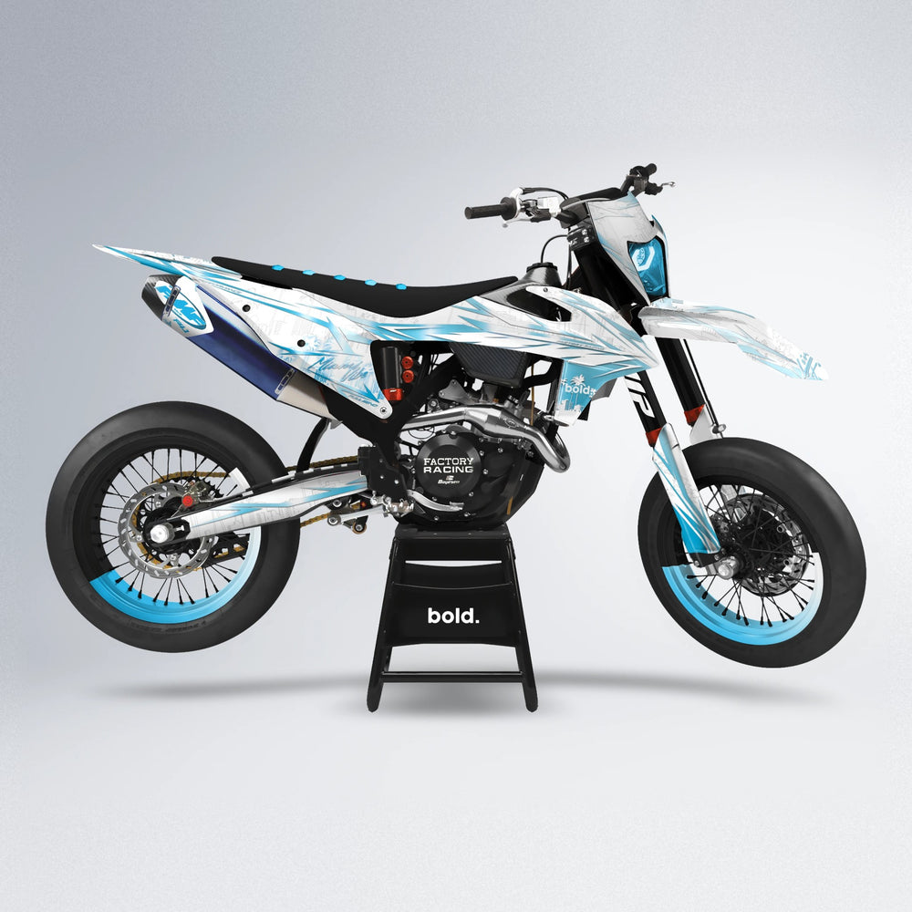 VICTORY supermoto graphics kit in Light Blue & White