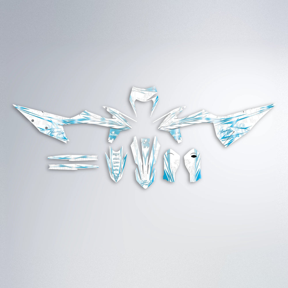 VICTORY graphics kit parts layout in Light Blue & White