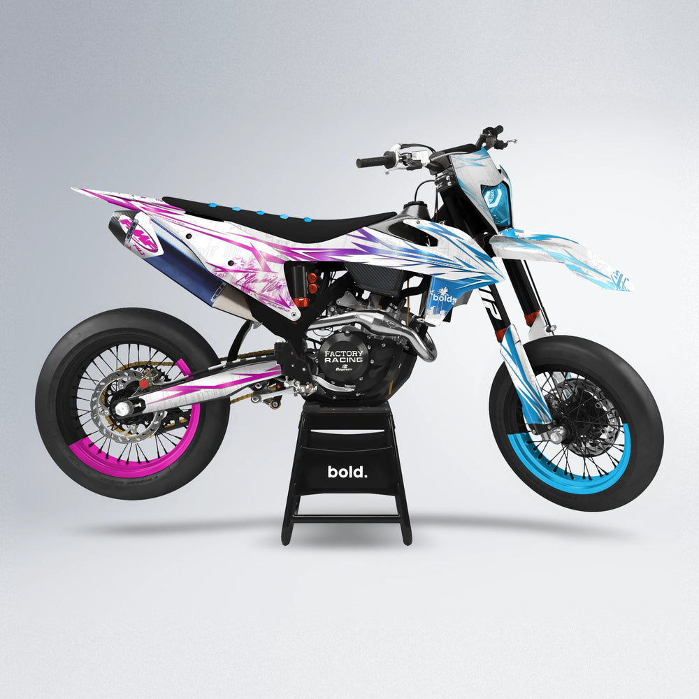 VICTORY supermoto graphics kit in Pink & Light Blue