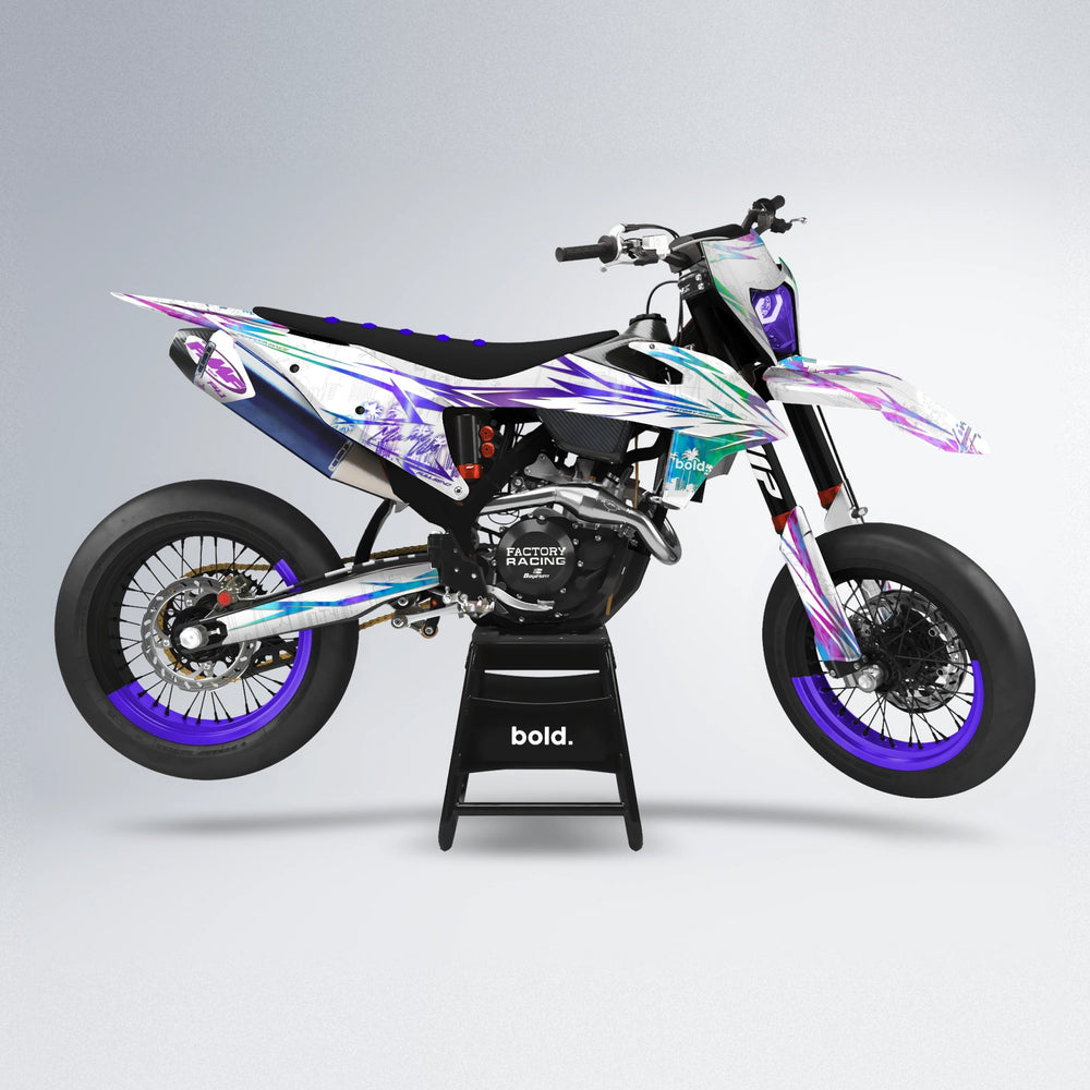 VICTORY supermoto graphics kit in Purple Holo