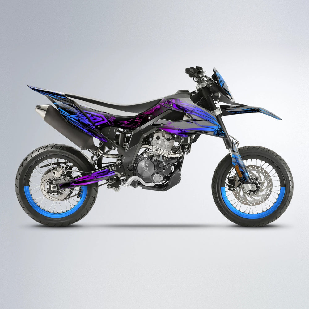 VIPER Aprilia SX 125 supermoto graphics kit in Blue Purple Fade