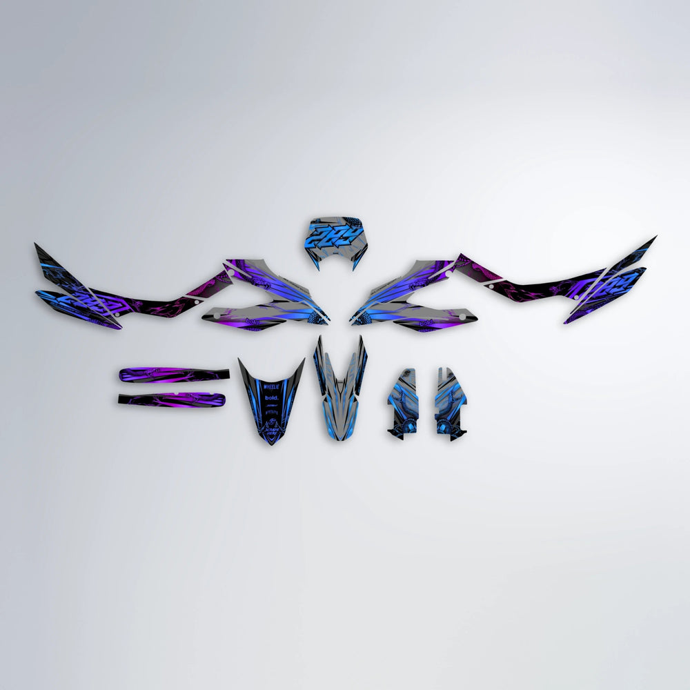 VIPER Aprilia SX 125 graphics kit parts layout in Blue Purple Fade