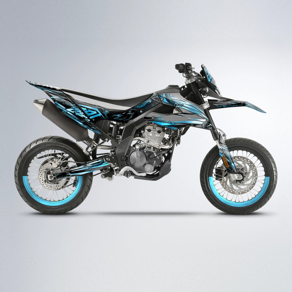 VIPER Aprilia SX 125 supermoto graphics kit in Light Blue & White
