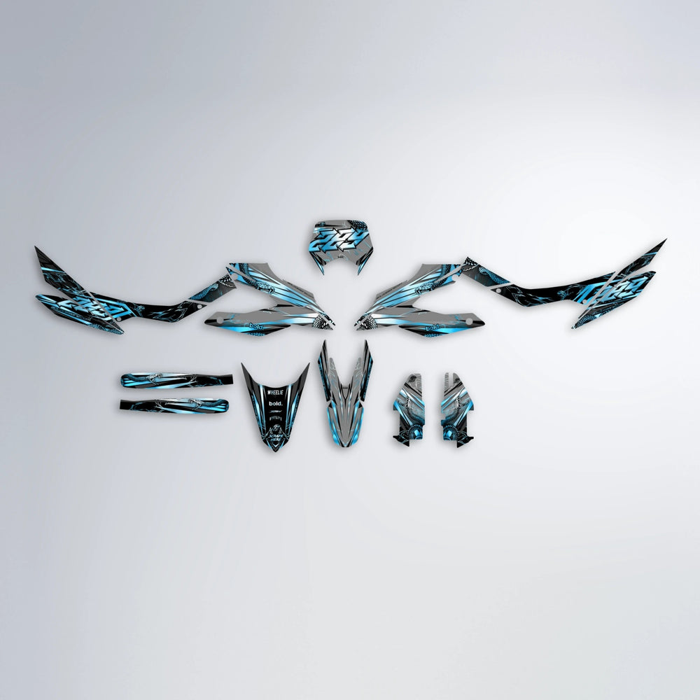 VIPER Aprilia SX 125 graphics kit parts layout in Light Blue & White