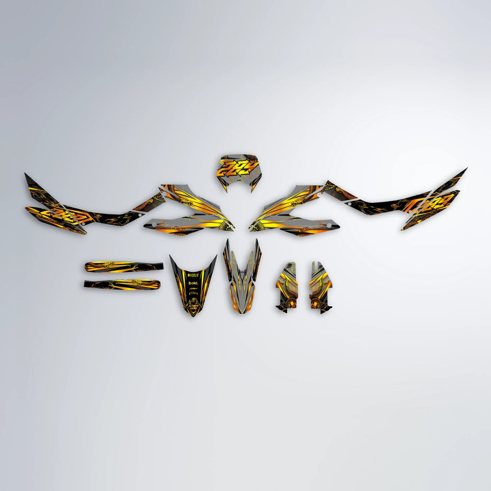 VIPER Aprilia SX 125 graphics kit parts layout in Orange & Yellow