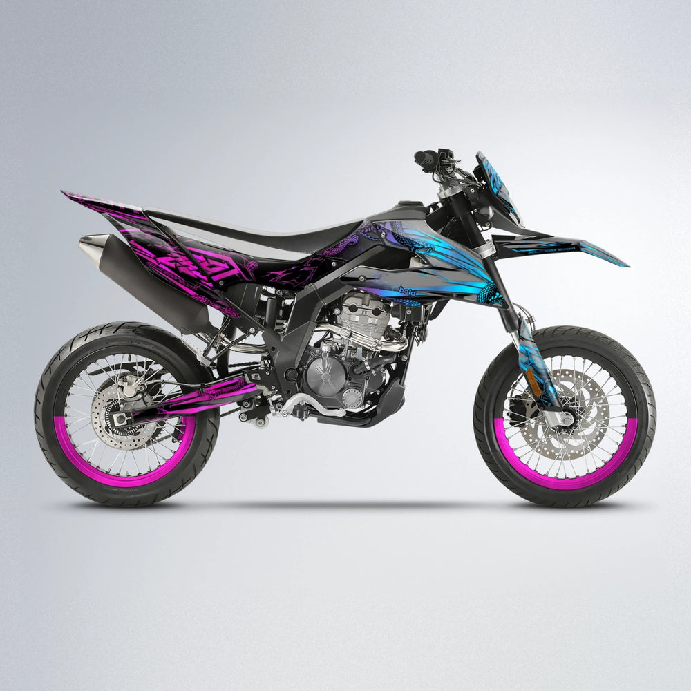 VIPER Aprilia SX 125 supermoto graphics kit in Pink & Light Blue