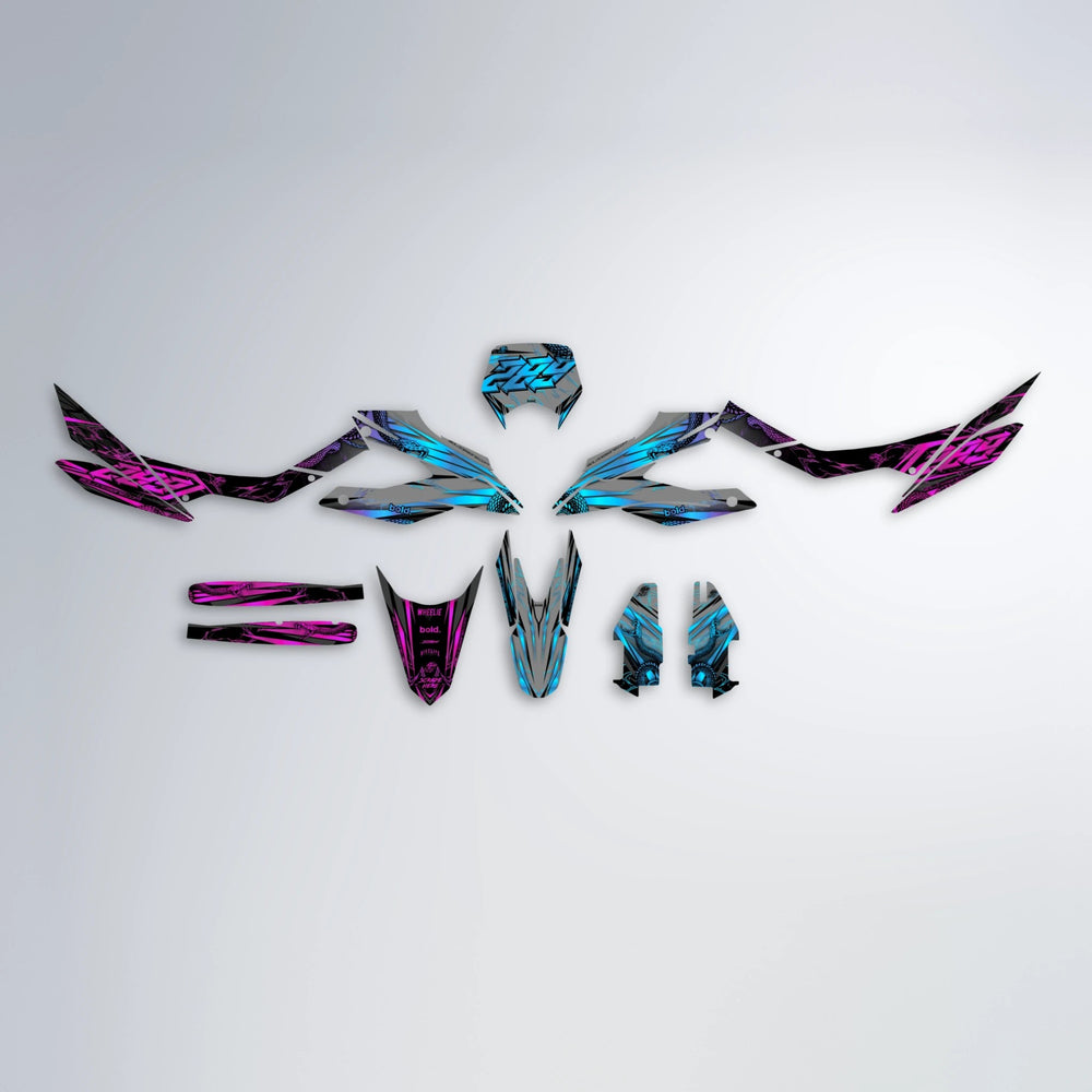 VIPER Aprilia SX 125 graphics kit parts layout in Pink & Light Blue