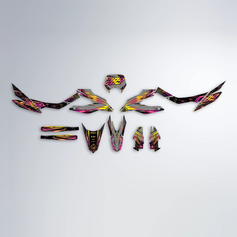 VIPER Aprilia SX 125 graphics kit parts layout in Pink & Yellow
