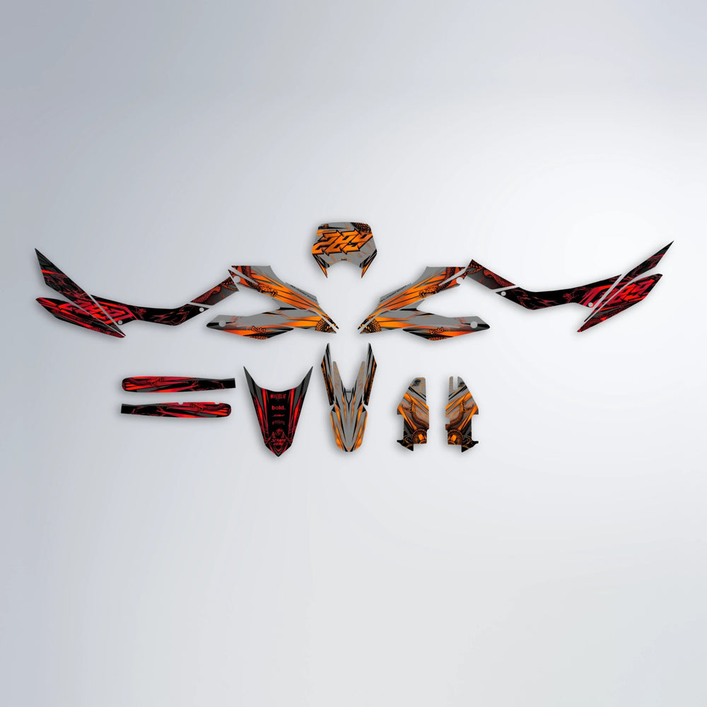 VIPER Aprilia SX 125 graphics kit parts layout in Red & Orange