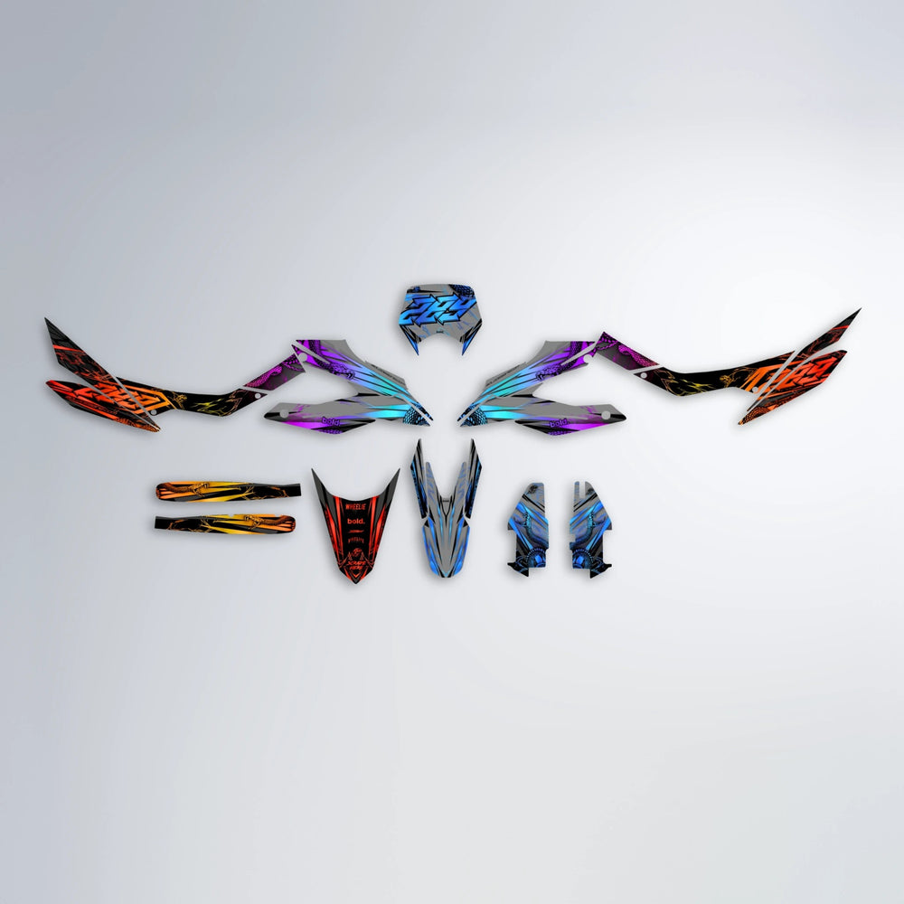 VIPER Aprilia SX 125 graphics kit parts layout in Sunset Fade
