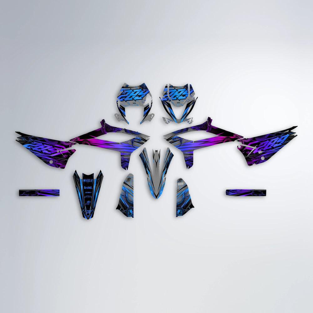 VIPER Beta graphics kit parts layout in Blue Purple Fade