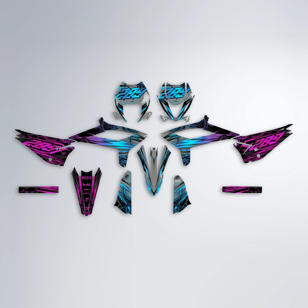 VIPER Beta graphics kit parts layout in Pink & Light Blue
