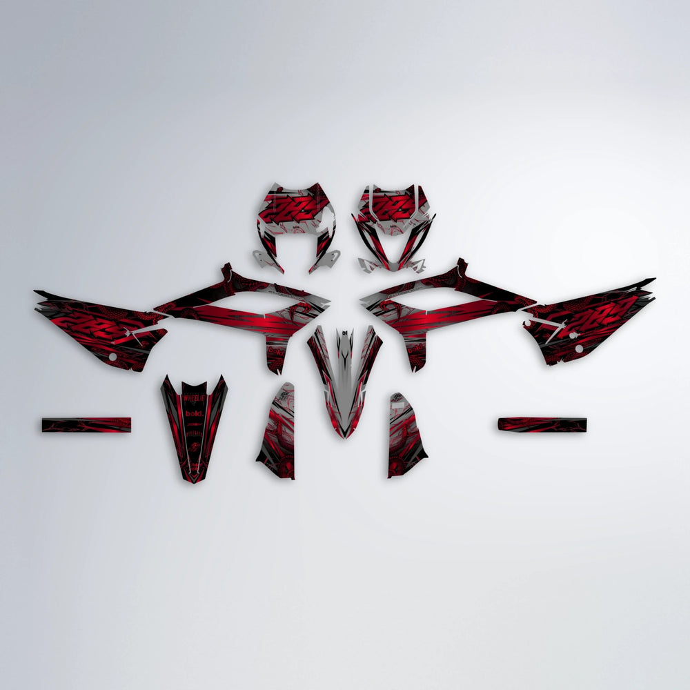 VIPER Beta graphics kit parts layout in Red