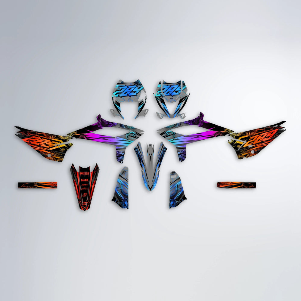 VIPER Beta graphics kit parts layout in Sunset Fade