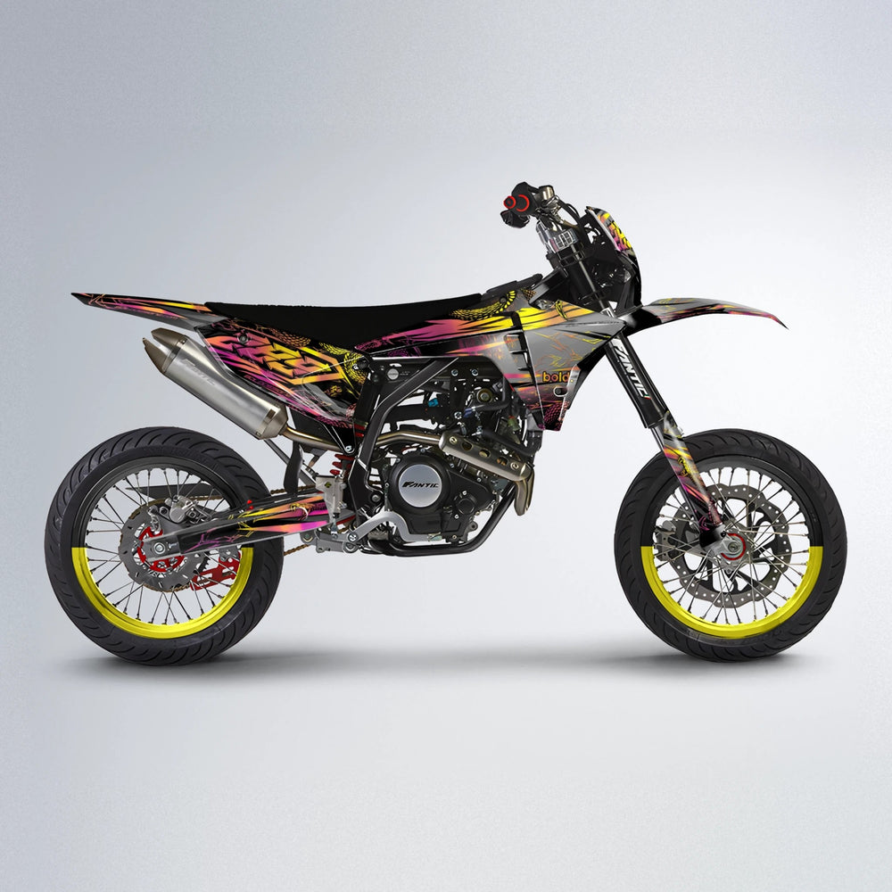 VIPER Fantic supermoto graphics kit in Pink & Yellow