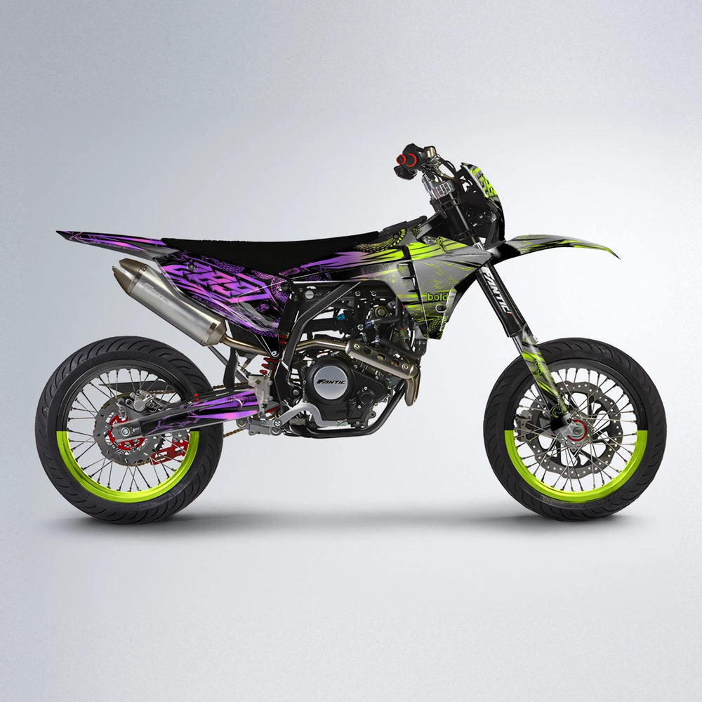 VIPER Fantic supermoto graphics kit in Purple & Yellow