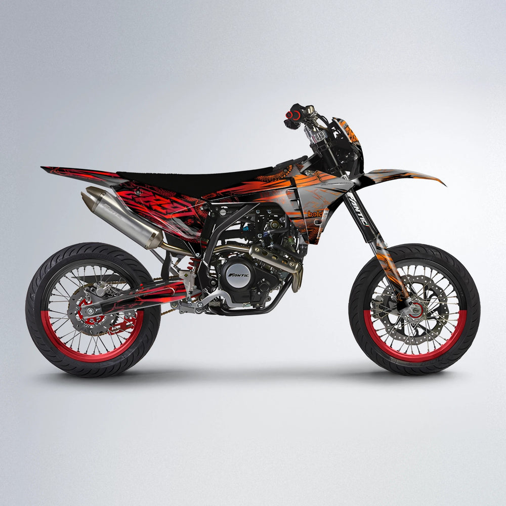 VIPER Fantic supermoto graphics kit in Red & Orange