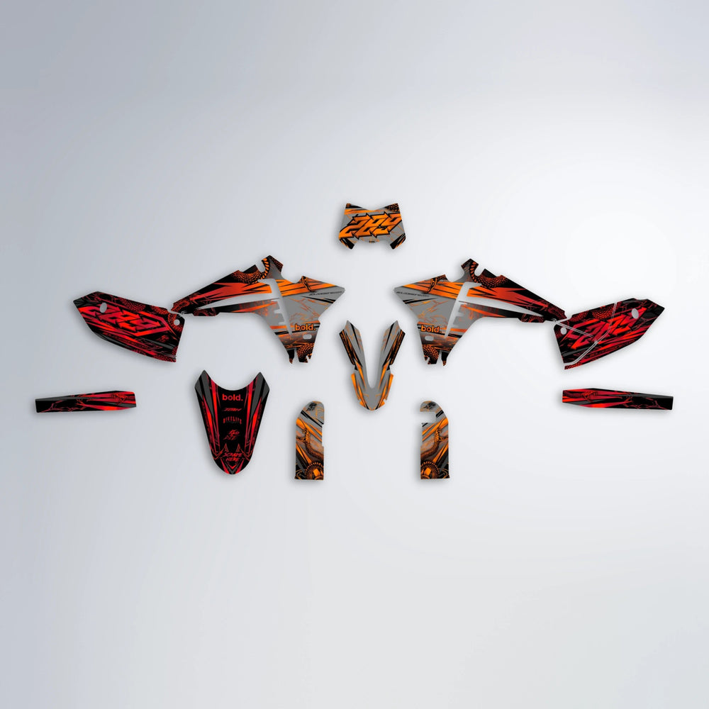 VIPER Fantic graphics kit parts layout in Red & Orange