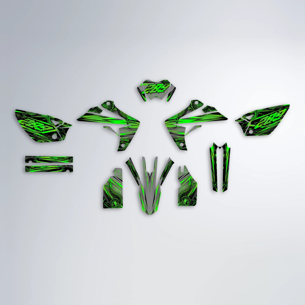 VIPER Rieju MRT graphics kit parts layout in Green