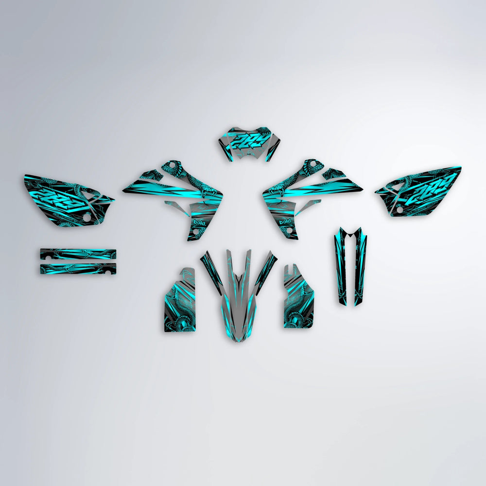 VIPER Rieju MRT graphics kit parts layout in Teal
