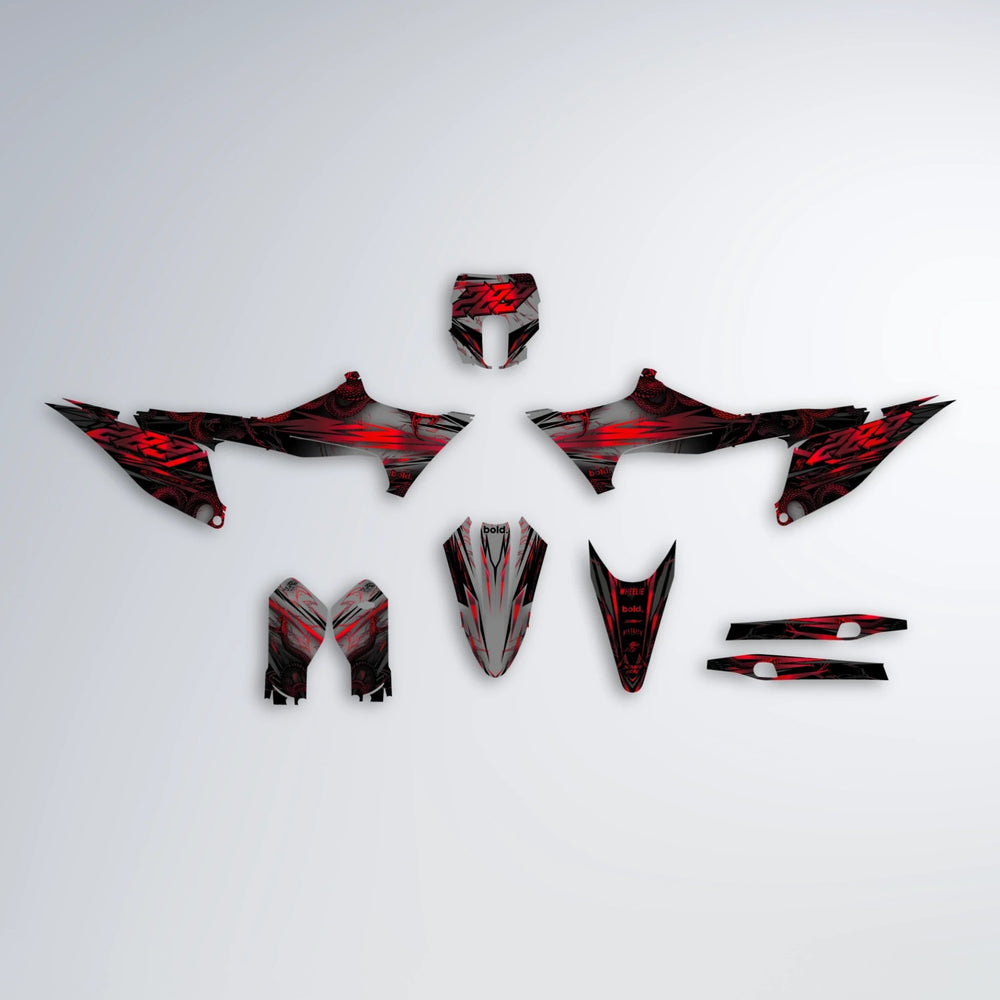 VIPER Stark Varg MX graphics kit parts layout in Black & Red