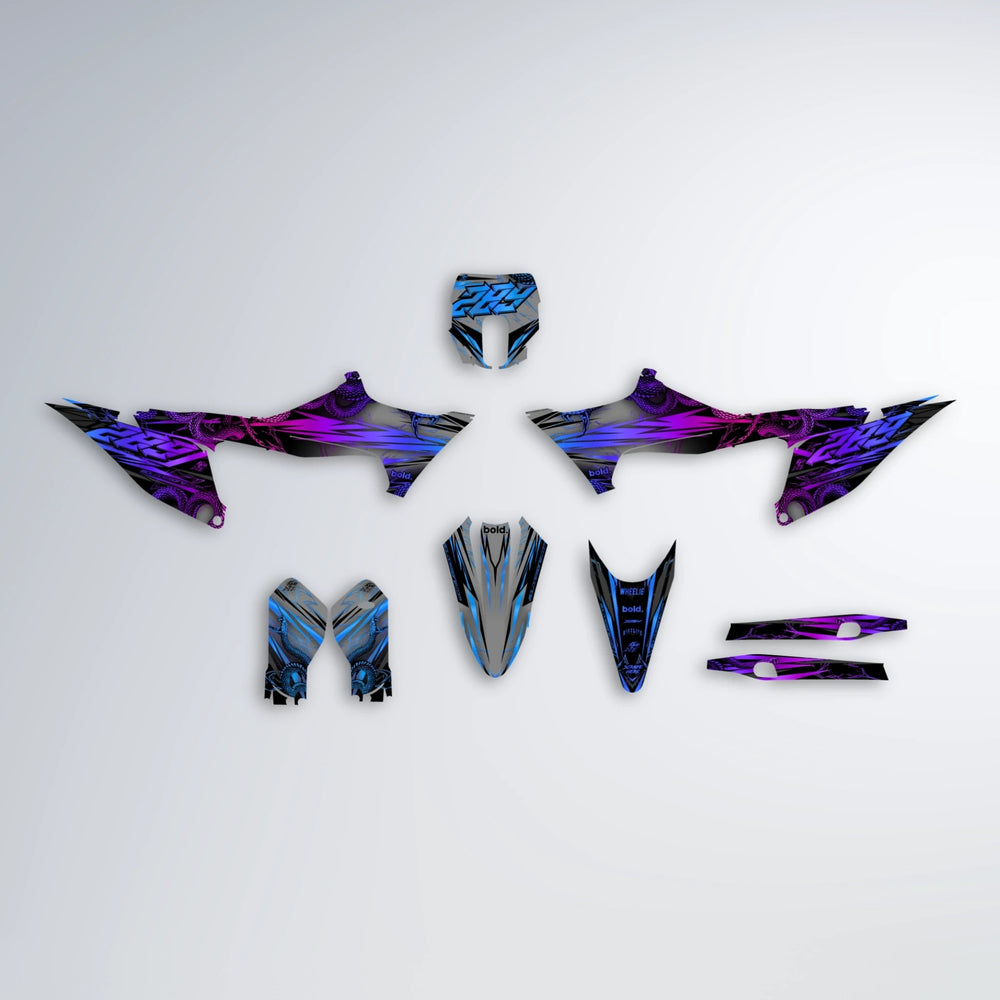 VIPER Stark Varg MX graphics kit parts layout in Blue Purple Fade