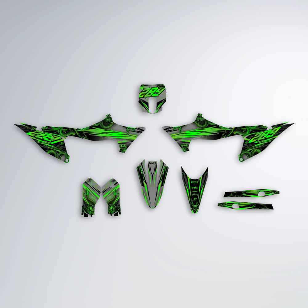 VIPER Stark Varg MX graphics kit parts layout in Green