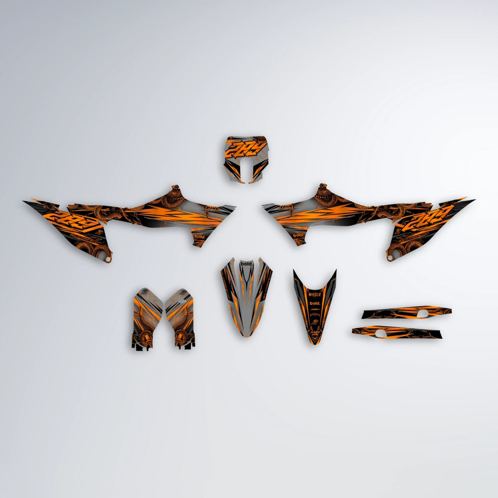 VIPER Stark Varg MX graphics kit parts layout in Orange