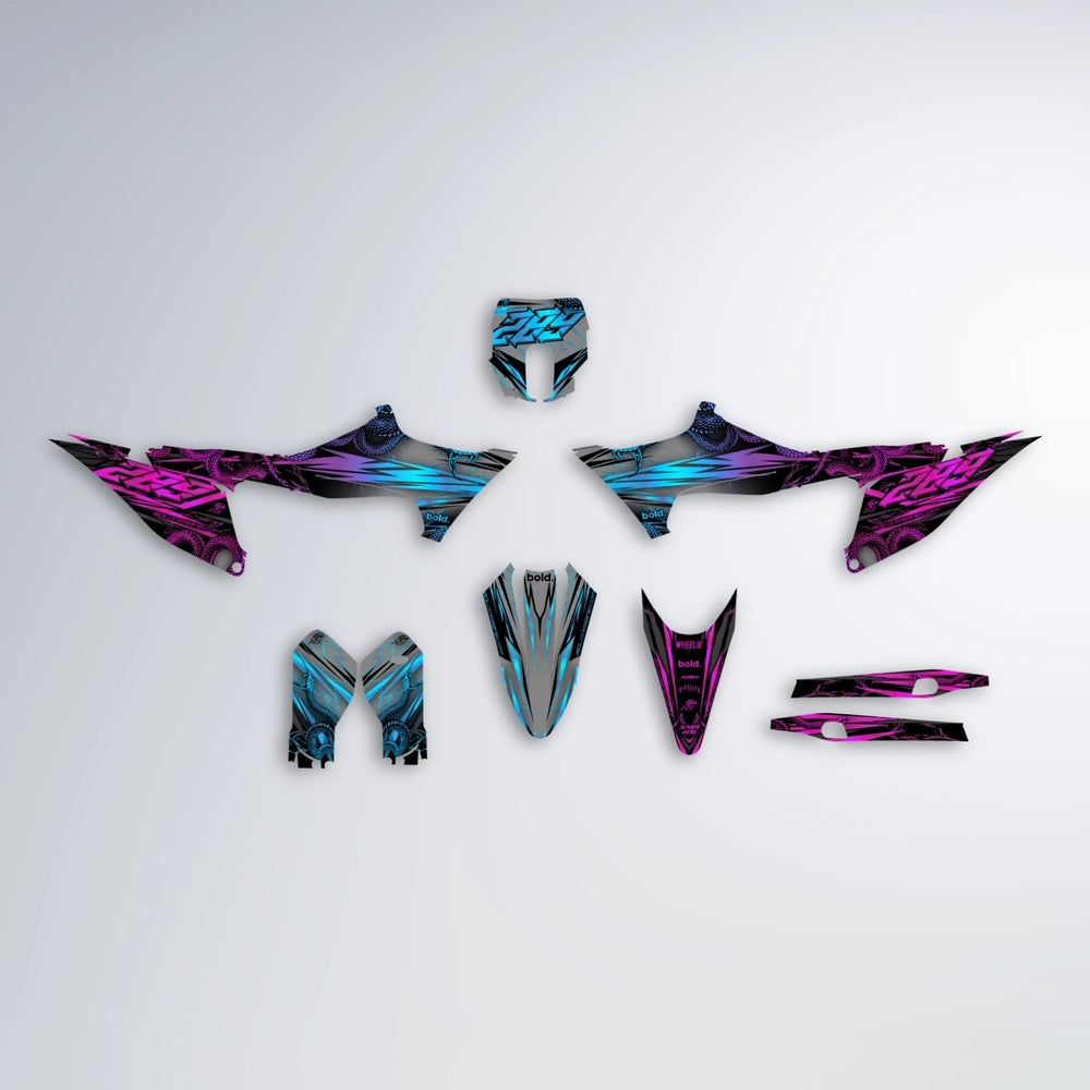 VIPER Stark Varg MX graphics kit parts layout in Pink & Light Blue