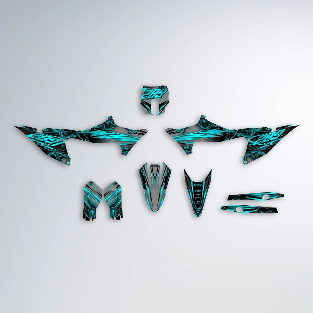 VIPER Stark Varg MX graphics kit parts layout in Teal