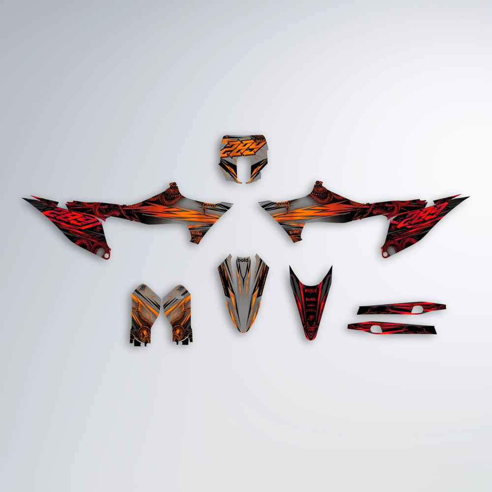 VIPER Stark Varg SM graphics kit parts layout in Red & Orange