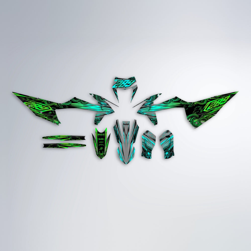 VIPER graphics kit parts layout in Cyan & Green