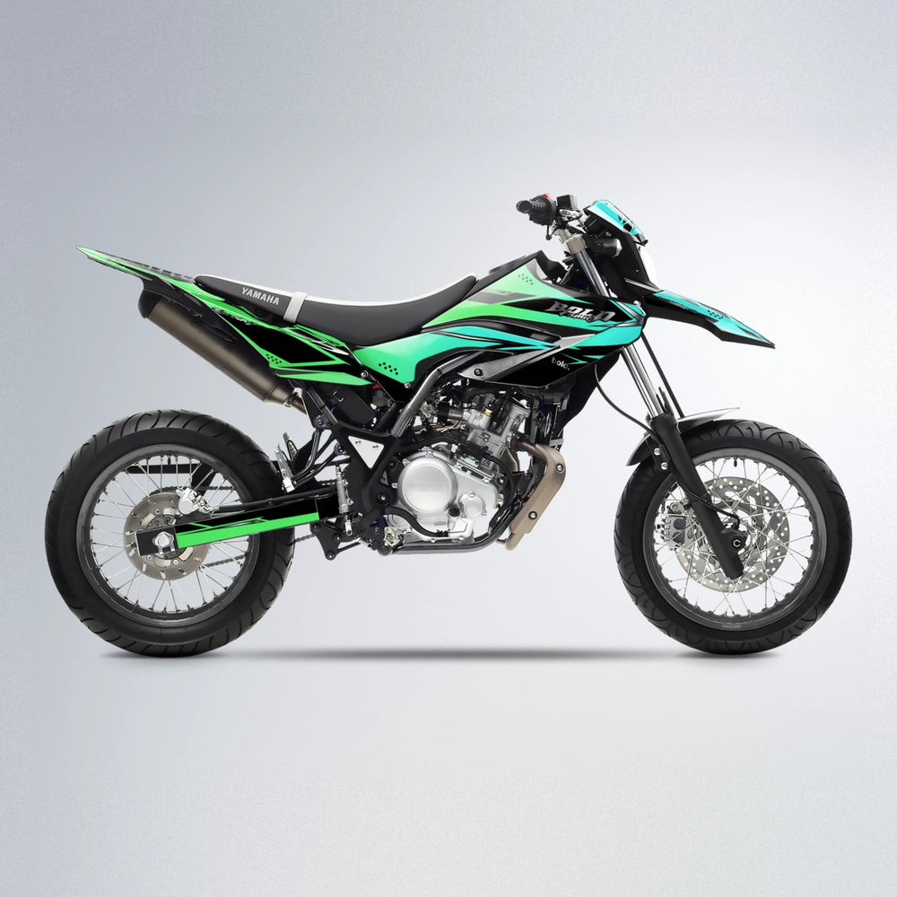 VISIONARY Yamaha WR 125X supermoto graphics kit in Cyan & Green