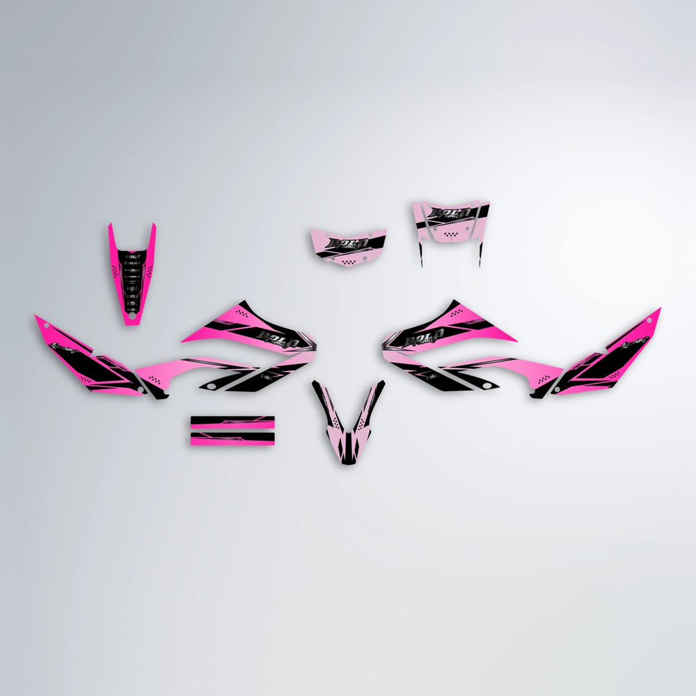VISIONARY Yamaha WR 125X graphics kit parts layout in Flamingo