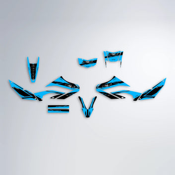 VISIONARY Yamaha WR 125X graphics kit parts layout in Light Blue