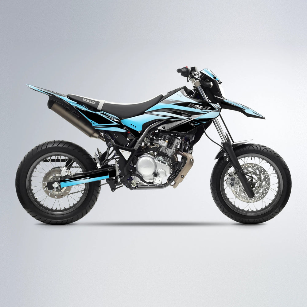 VISIONARY Yamaha WR 125X supermoto graphics kit in Light Blue & White