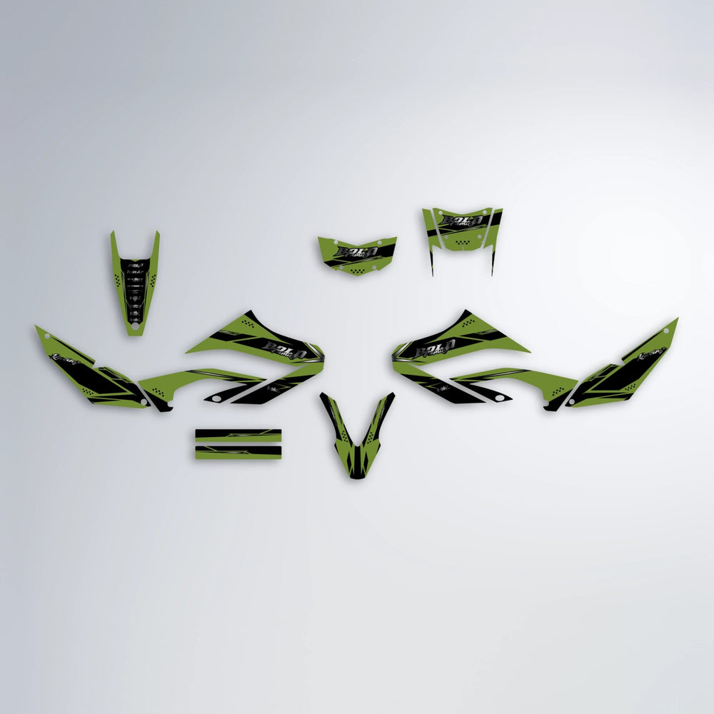 VISIONARY Yamaha WR 125X graphics kit parts layout in Olive