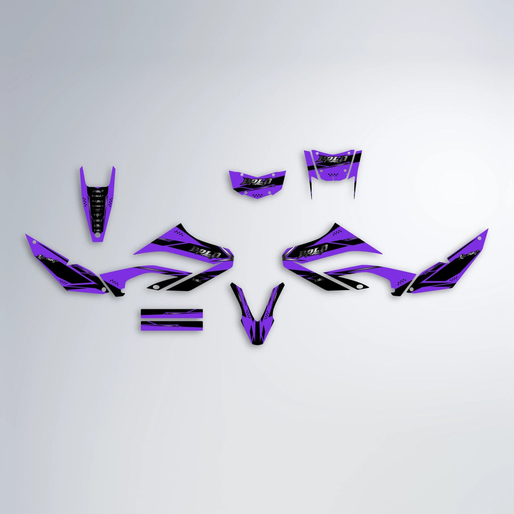 VISIONARY Yamaha WR 125X graphics kit parts layout in Purple
