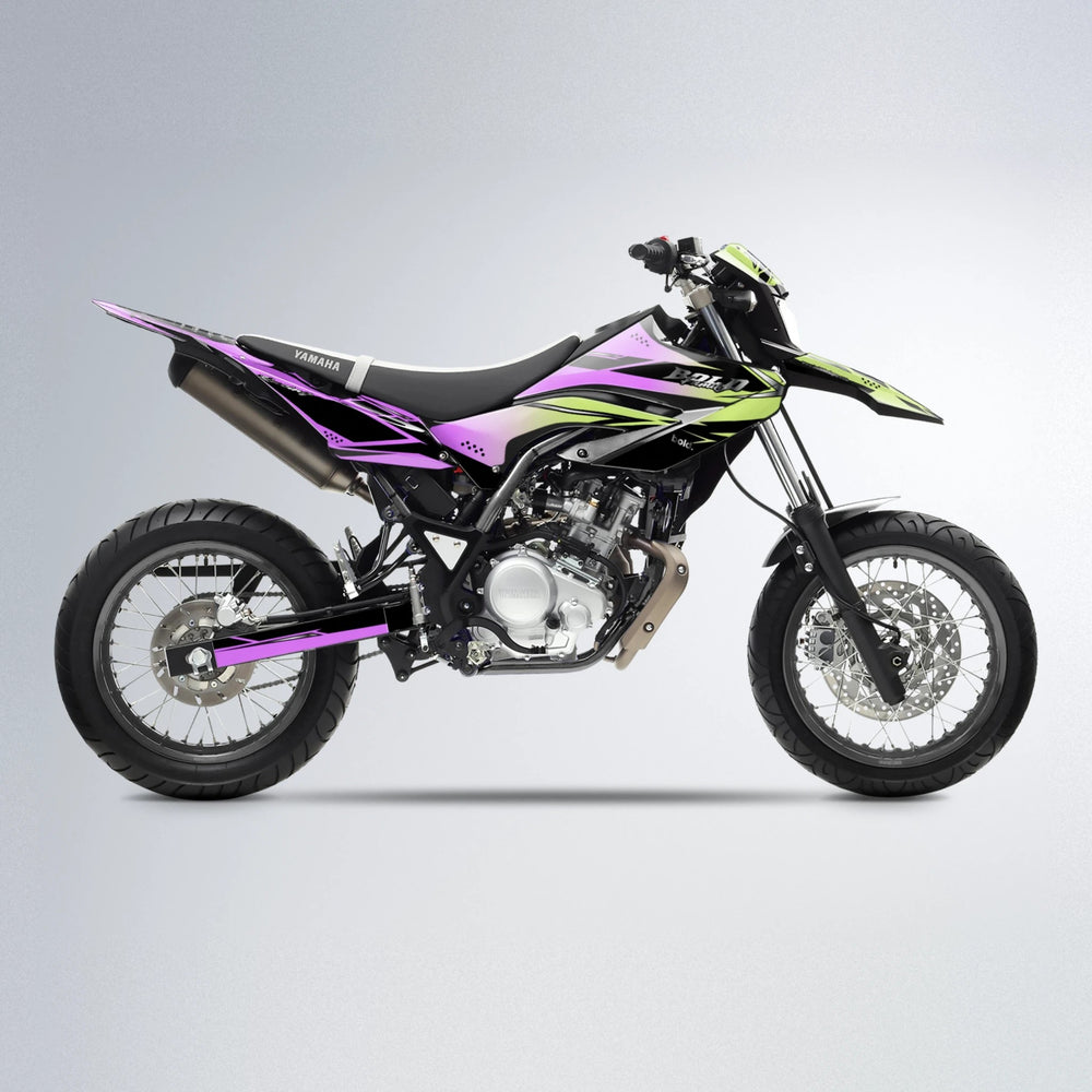 VISIONARY Yamaha WR 125X supermoto graphics kit in Purple & Yellow