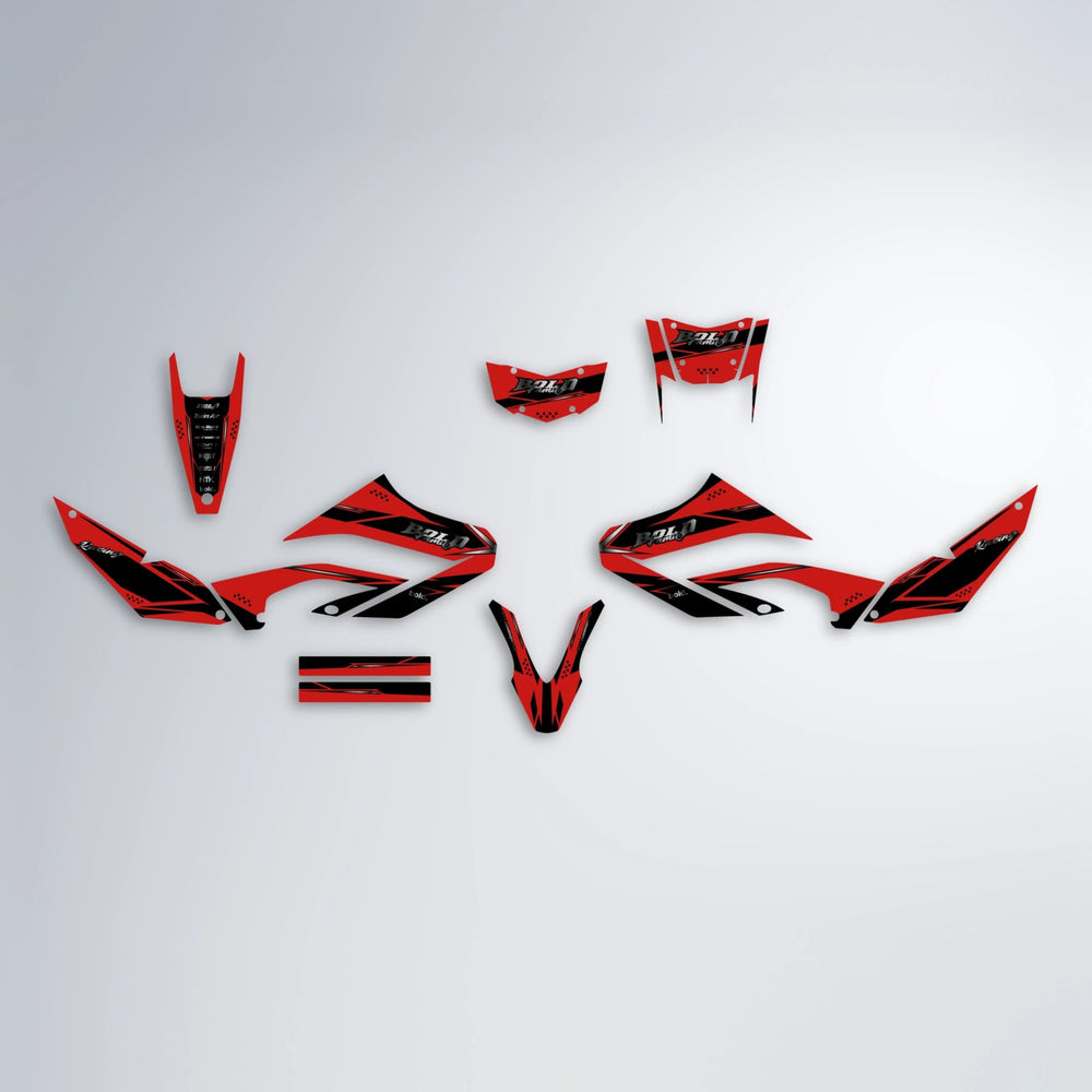 VISIONARY Yamaha WR 125X graphics kit parts layout in Red