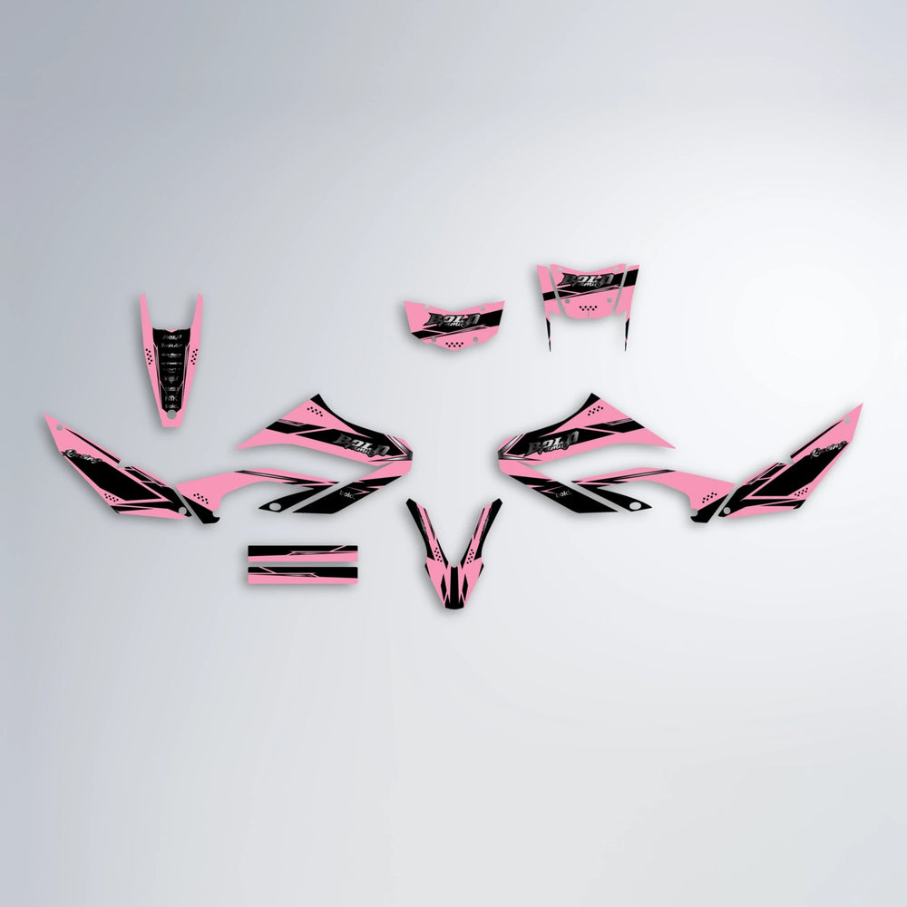 VISIONARY Yamaha WR 125X graphics kit parts layout in Sakura Pink