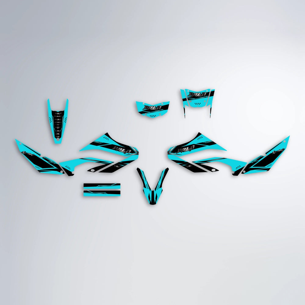VISIONARY Yamaha WR 125X graphics kit parts layout in Teal