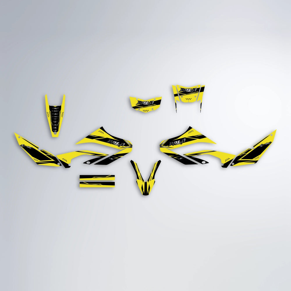 VISIONARY Yamaha WR 125X graphics kit parts layout in Yellow