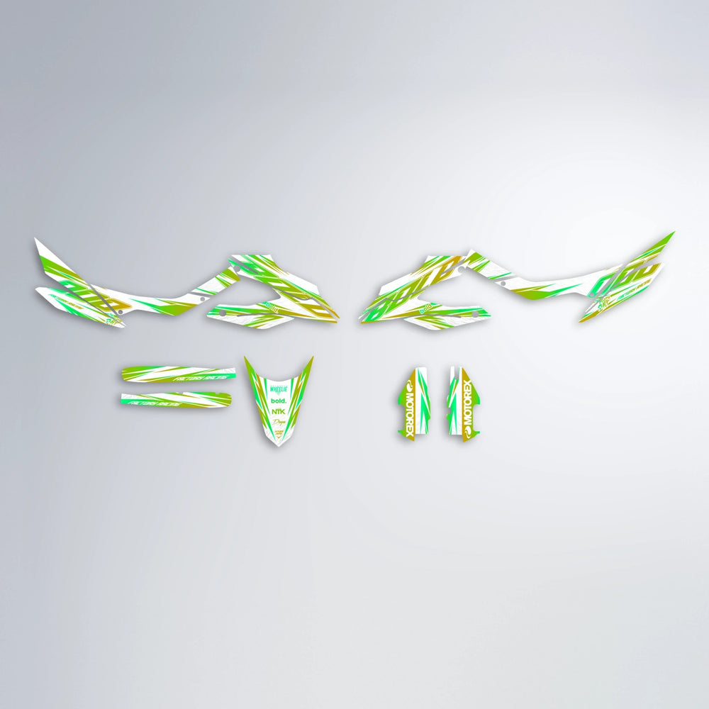 VITALY Aprilia SX 125 graphics kit parts layout in Green