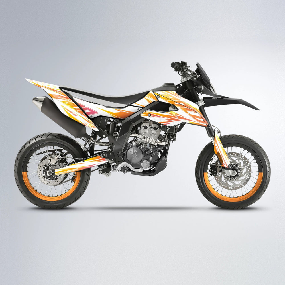 VITALY Aprilia SX 125 supermoto graphics kit in Orange & Yellow