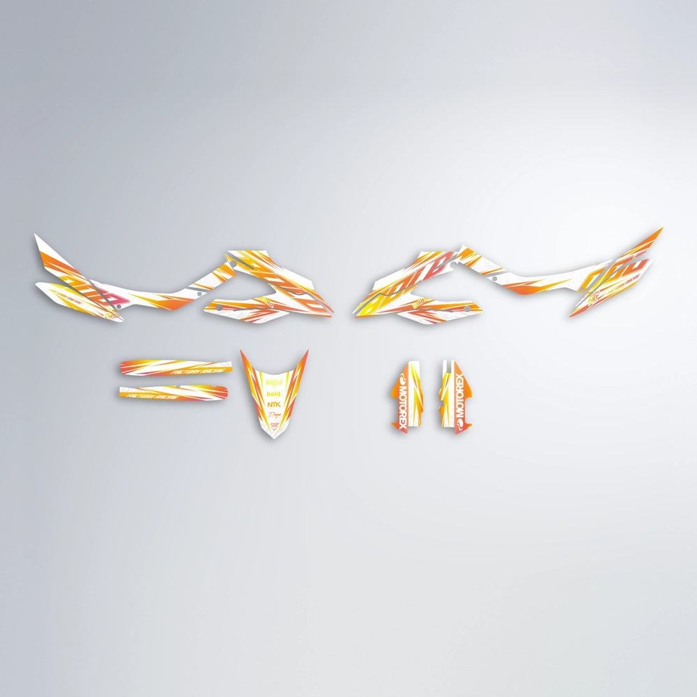 VITALY Aprilia SX 125 graphics kit parts layout in Orange & Yellow
