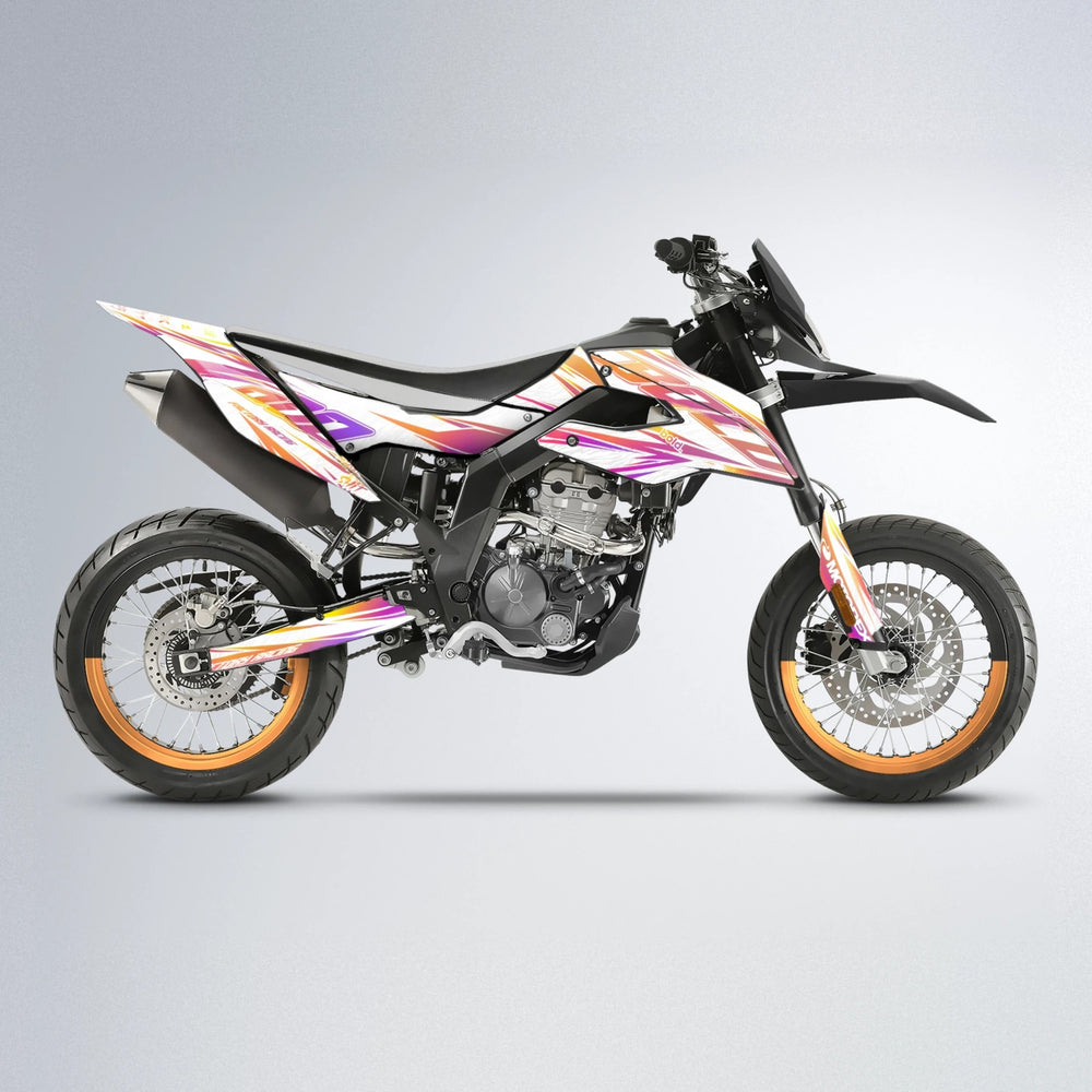VITALY Aprilia SX 125 supermoto graphics kit in Pink & Yellow